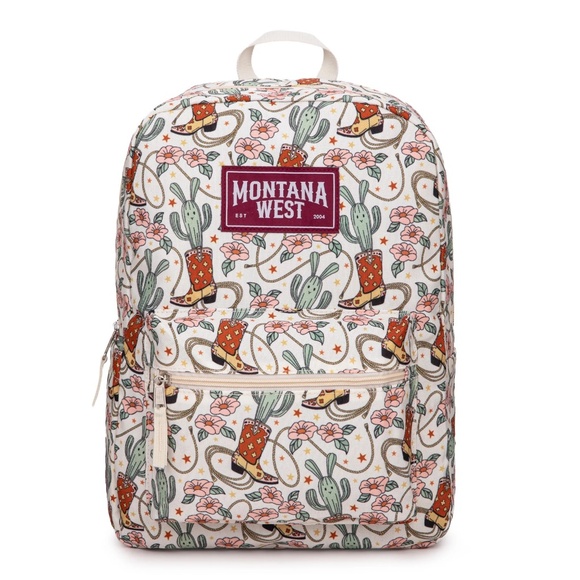 Montana West Cowboy Boots Cactus Print Backpack -2Pcs Set - Khaki main image 4